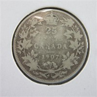 1907 25c SILVER QUARTER - CANADA