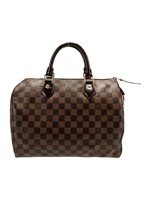 Louis Vuitton Brown Canvas Brass Hdw Top Hdl Bag