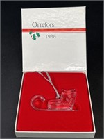 Orrefors Vintage 1988 Crystal sleigh Ornament