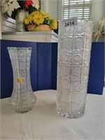 Vintage Crystal Vases - 10.5" & 14" Tall