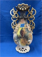 Large Hand Painted Pheasant Vase