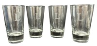 Set of 4 Water/Tea Glasses Initial "L"
