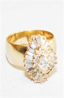 10K Gold Ladies Ring-Sm. Marquise Diamond w/Wreath