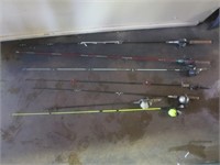 ~ 7 Fishing Poles With 6 Reels