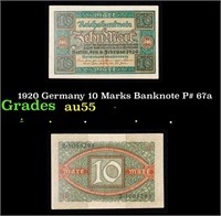 1920 Germany 10 Marks Banknote P# 67a Grades Choic