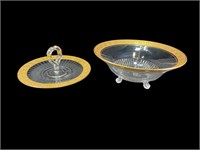 2- Antique Gold Trimmed Dishes
