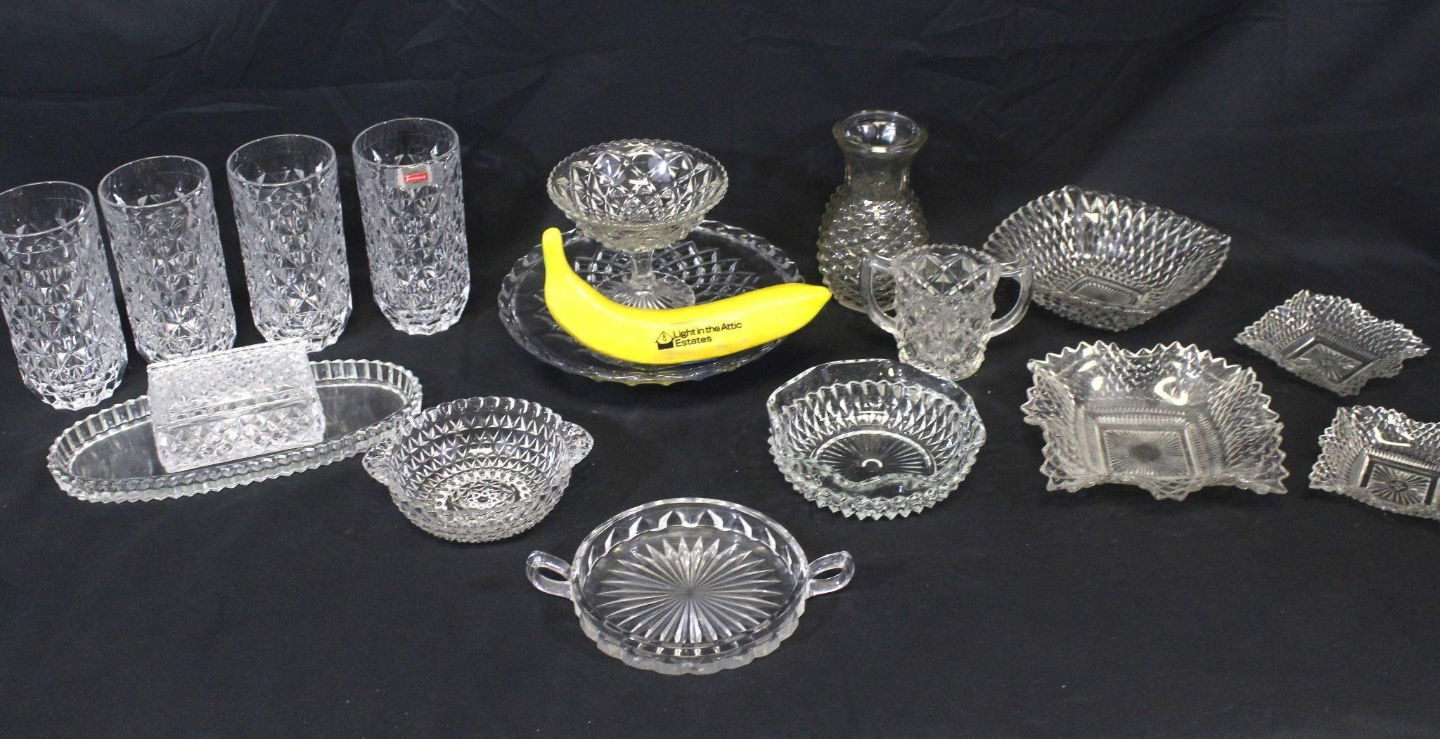 17 Pcs. Diamond Clear Lead Crystal, York Fostoria+