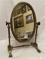 Cheval Mirror in heavy brass frame on stand 14"