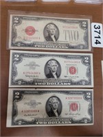 (3) RED SEAL $2 BILLS