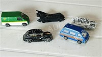 5 various toy vehicles