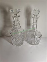 Two Clear Glass Decanters