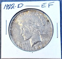 COIN - 1922 D EF SILVER PEACE DOLLAR