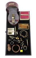 Lot, assorted men's jewelry, copper cuff