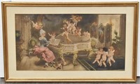 PIANO LADY WITH CHERUBS By Virgilio Trojetti
