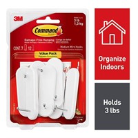 3M Medium White Wire Hooks (7 Hooks)