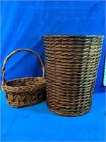 Large Wicker basket 15"D x 18"H with small basket