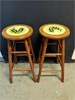 Two Beautiful "Olive" bar stools 12"D x 29"H