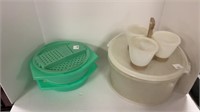 Plastic mandolin/grater, large plastic tub,