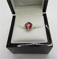 .325 Silver Pink Lab Sapphire Ring SZ 9