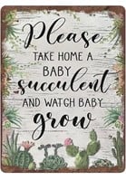 2 Please Take Home A Baby Succulent Retro Tin Sign