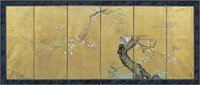 Japanese Painted Gilt Paper Table Screen