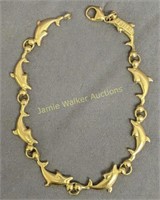 14k Gold 7.5 Dolphin Bracelet 4.5 Dwt