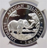 SOMALIA: 2019 Silver 100 Shillings Elephant NGC MS