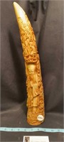 Carved Buda Horn 17 1/2” tall