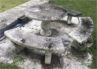 Concrete Round Table & 4 Benches