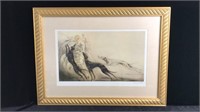 Icart "Coursing II" Print in Gold Frame