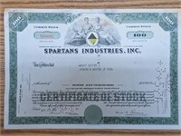 Spartans stock certificate