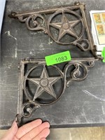 2PC IRON DOOR STAR ORNAMENTS OR SHELF BRACKETS