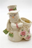 Lenox Snowman Christmas Stocking Flowers Vase