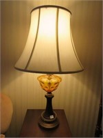 Retro Table Lamp w/Amber Glass Base