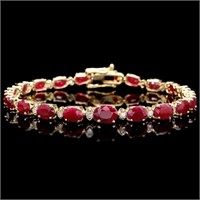 `14k Gold 15.00ct Ruby & 0.50ct Diamond Bracelet