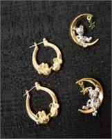 Two pairs of cute earrings one pair stamped