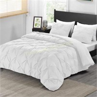 Downluxe Pintuck Queen Comforter Set -TAN