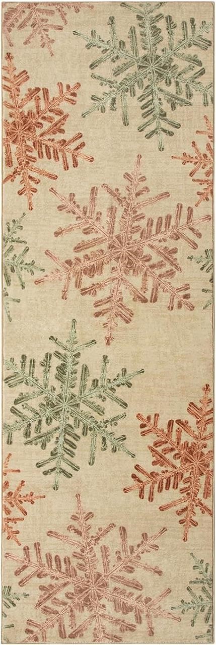 Lahome Snowflake Christmas Runner Rug- 2 PACK