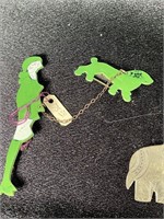 **Expensive** Antique Green Lady & Dog Pin + Bonus