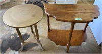 2 Side tables- round one measures 16" diameter x