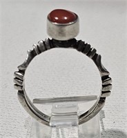 sterling silver vintage Ring Carnelian Stone7 1/2