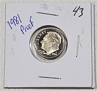 1981 S Type 1 Toned  Proof Dime