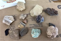 Box of rock specimens