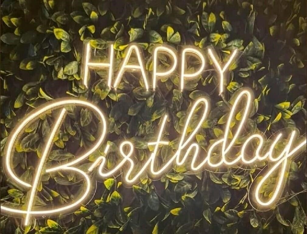 Raaxola Neon LED Golden Happy Birthday Signs USB P