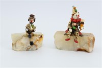 Ron Lee (American, 20th C.) enameled clowns, pair