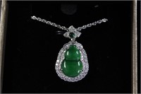 Chinese Green Jadeite Pendant Necklace