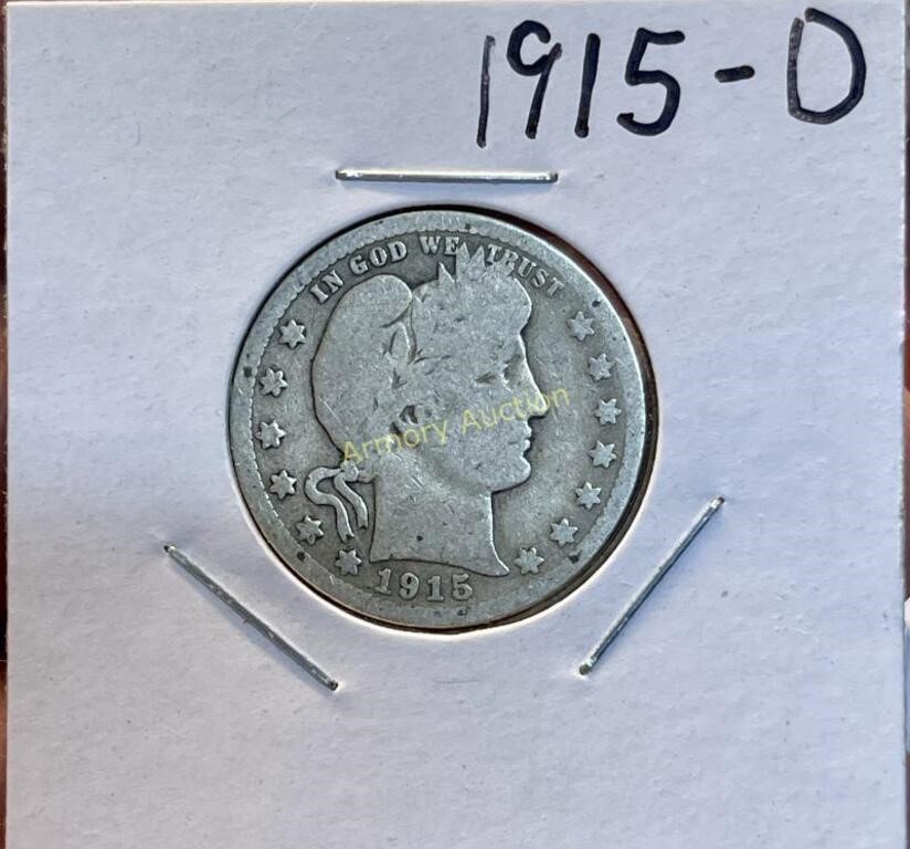 1915 O SILVER BARBER QUARTER