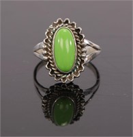 NATIVE AMERICAN GREEN TURQUOISE STERLING RING