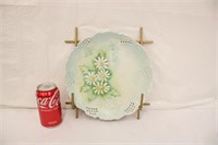 Vintage Hand Painted Decor Plate w/ Stand