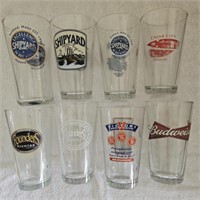 8 COLLECTORS PINT GLASSES